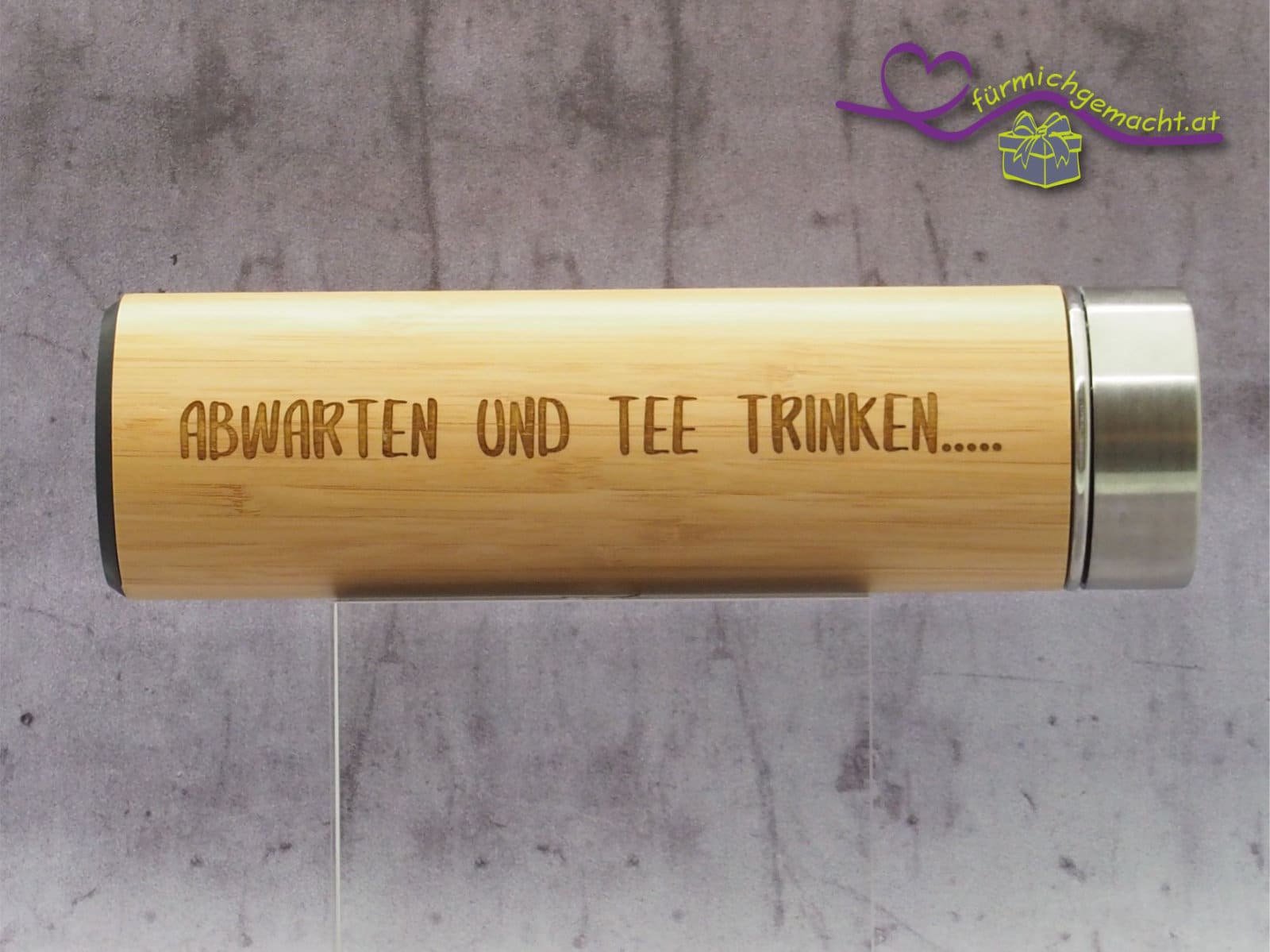 Isolierflasche (Thermoskanne) aus Bambus und Edelstahl inkl. 2x Wunschgravur