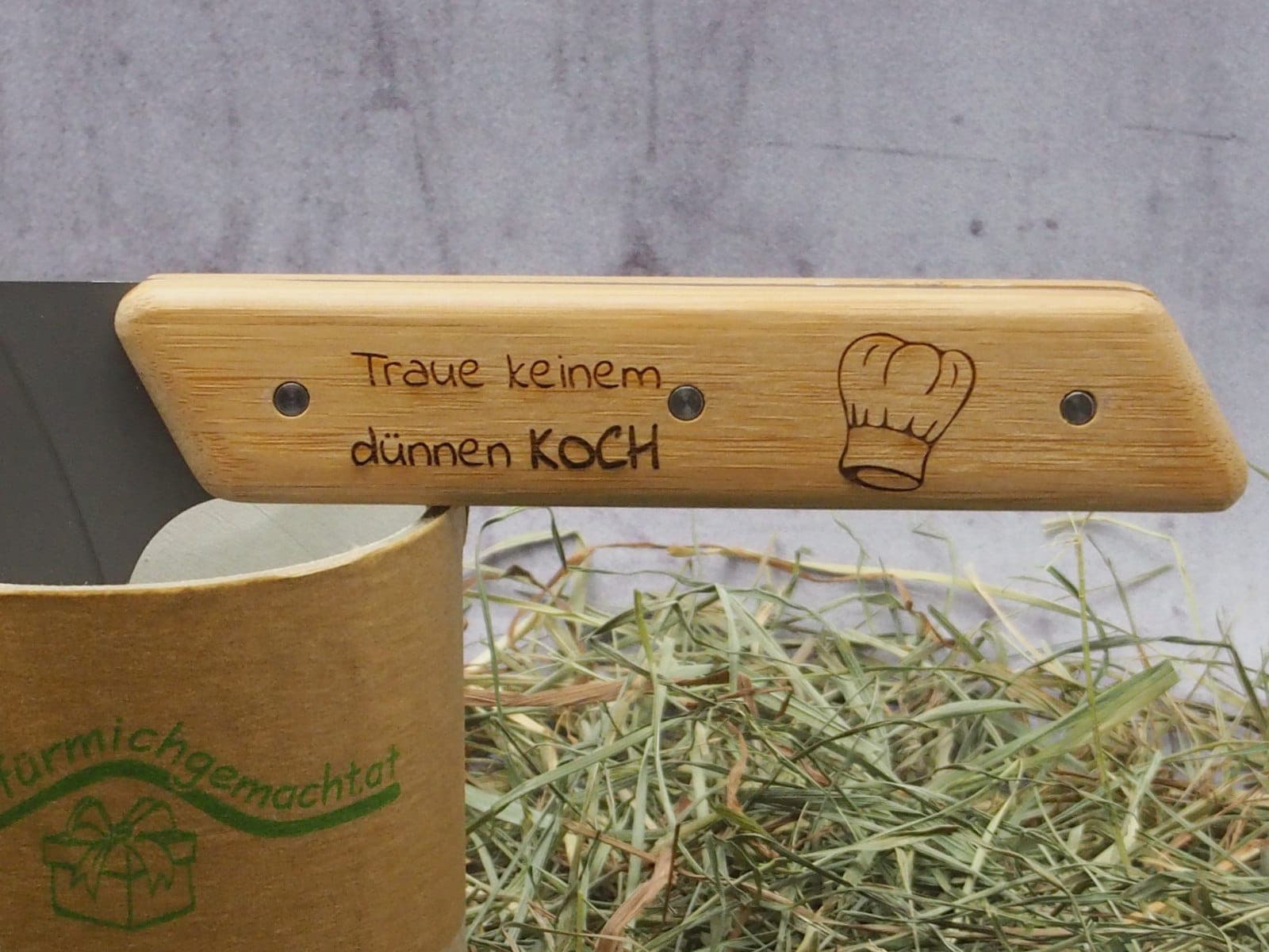 Küchenmesser mit Edelstahlklinge und Bambusgriff inkl. 2x Wunschgravur