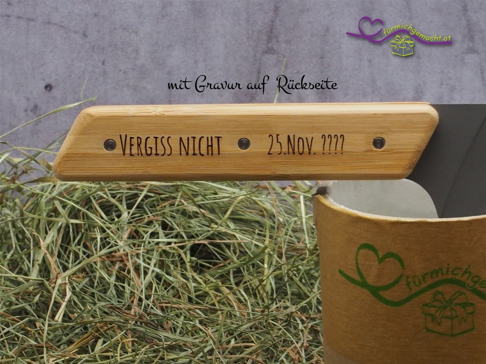 Küchenmesser mit Edelstahlklinge und Bambusgriff inkl. 2x Wunschgravur